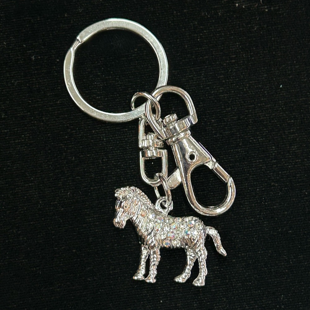 Silver Zebra Keychain with Rhinestones
